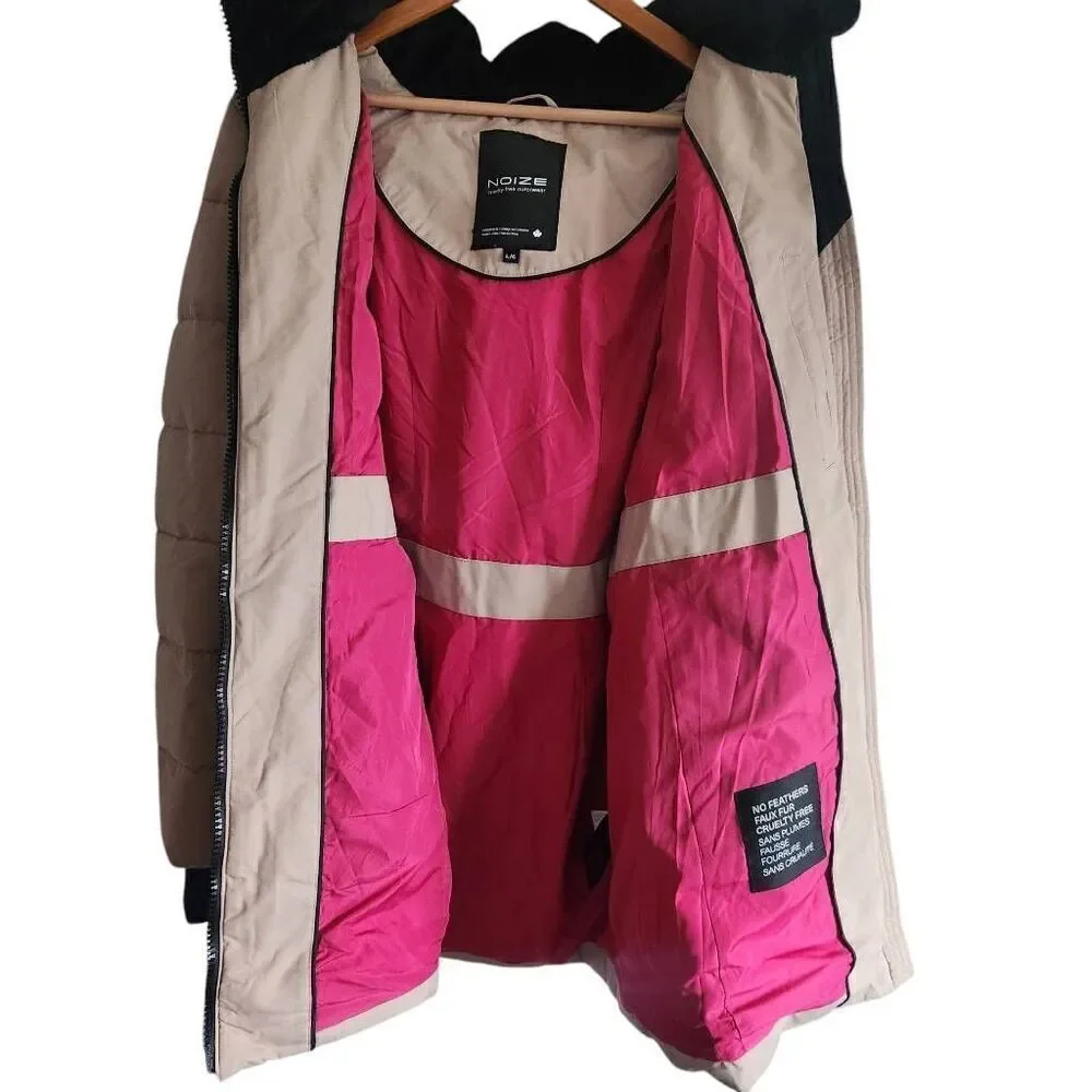 Noize Coat Puffer Womens Large Puffer Faux Fur Hooded Parka Outerwear Waterproof - Picture 4 of 8